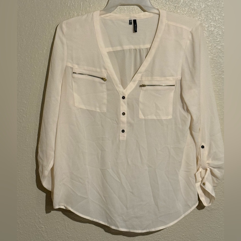 Maurices Cream Blouse with Button Details